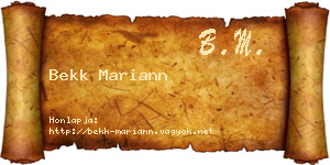 Bekk Mariann névjegykártya
